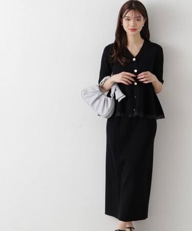 裾シアーペプラムニットセットアップ