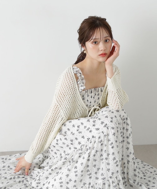 《EDIT COLOGNE》スパンコール入りリボンカーディガン