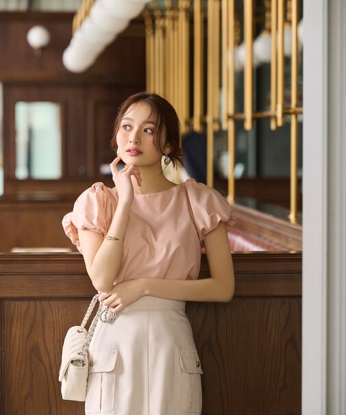 ショルダーリボンブラウス