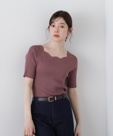 スカラップリブニット