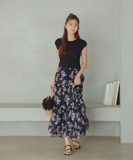 ニットドッキングティアードワンピース