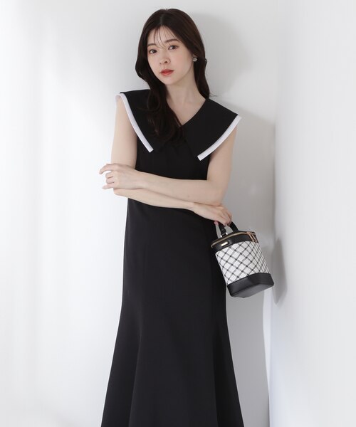 値下　未使用　マテリア　MATERIA　ワンピース　マーメイド　38　卒業入学 ビッグカラーマーメイドワンピース | PROPORTION BODY DRESSING