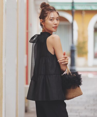 ティアードボウタイブラウス