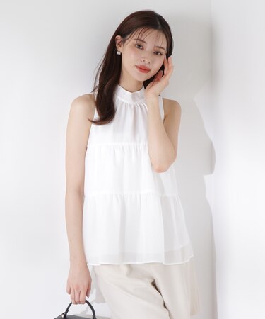 ティアードボウタイブラウス