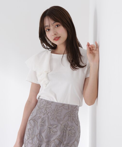 アシメフリルカットソー