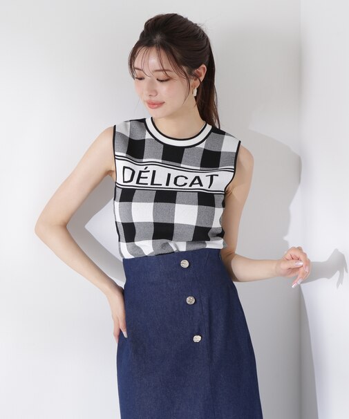 ブロックチェックジャガードニット