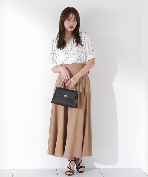 リボン付きロングフレアスカート