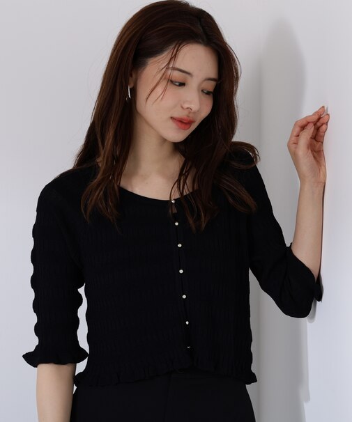 〈接触冷感〉変わり編みニットカーディガン