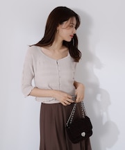 〈接触冷感〉変わり編みニットカーディガン