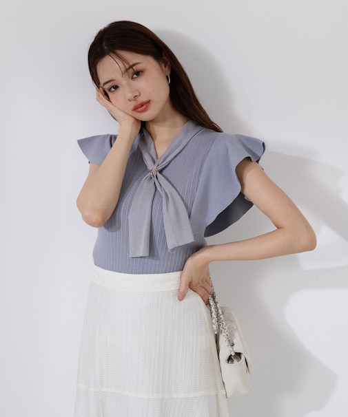 2wayタイ付きニット