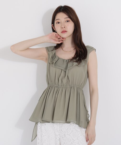 ＜ウォッシャブル＞フリルギャザーブラウス