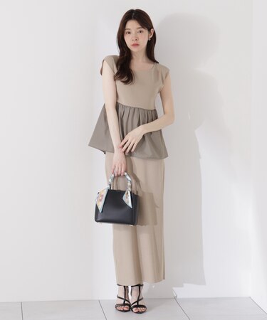 〈接触冷感〉ペプラムニットセットアップ