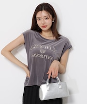 ＜ハンドウォッシャブル＞シアーベロア刺繍Tシャツ