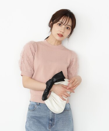 レースドッキングスリーブニット