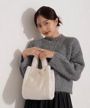 フェイクファーハートカラビナ付きトートバッグ 25AW