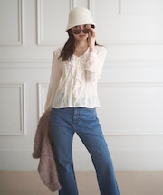 ＜ウォッシャブル＞ラッフルレースブラウス 25AW