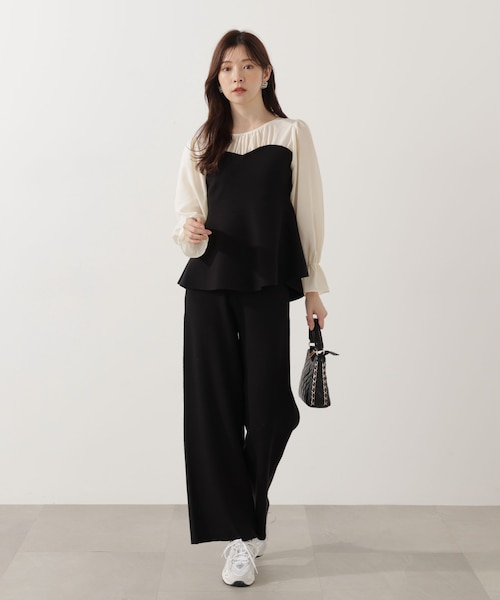 ヘムドレープニットトップ ブラック UNISEX モノグラムニットベスト – BUNNY APARTMENT