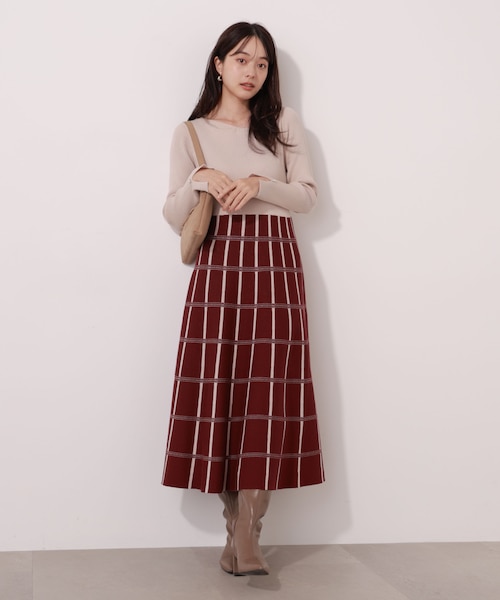 Randyカービープレイドニットワンピース カービープレイドニットワンピース – Randy