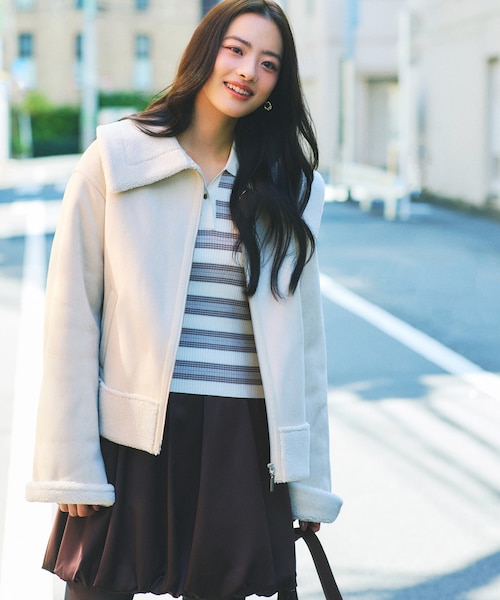 ボディドレッシングデラックス ✿ ムートン ジャケット イタリア製 38 ボディドレッシングデラックス ✿ ムートン ジャケット イタリア製 38