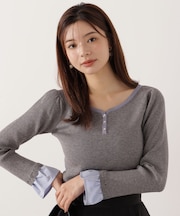 異素材スリーブニット