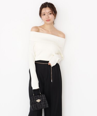 ＜谷川菜奈さん着用＞オフショルリブニット