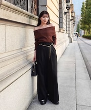 ＜谷川菜奈さんコラボ＞チェーン付きワイドパンツ