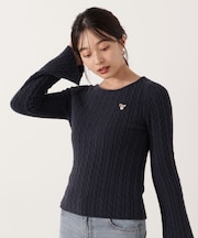 チャーム付きミニケーブルニット  25AW