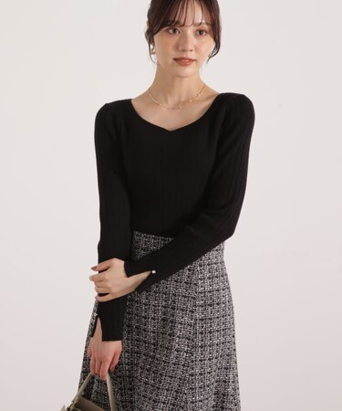 ハートネックリブニット  25AW
