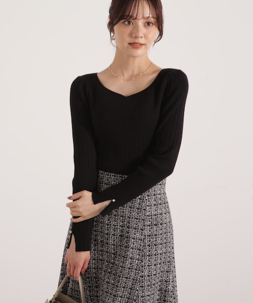ハートネックリブニット  25AW