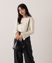 ミニフェザー部分スリーブニット  25AW