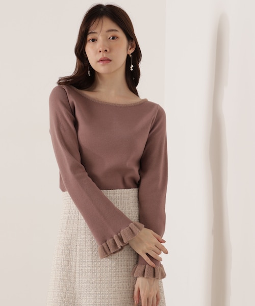 sale！！！！DEUXIEME CLASSE/フェザースリーブニット ミニフェザー部分スリーブニット｜プロポーションボディ