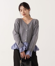＜ウォッシャブル＞バルーンペプラムニット