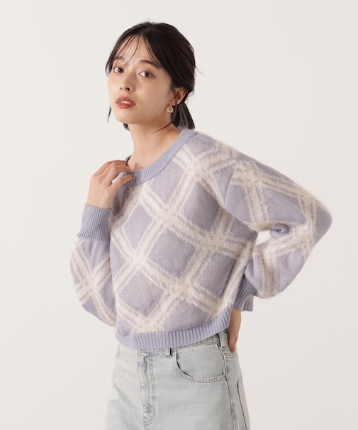 ヘアリーチェックニット  25AW