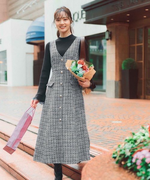 ミックスツイードロングジャンスカ 25AW｜プロポーションボディ