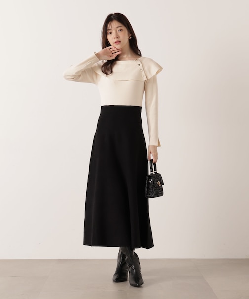 ケープニットワンピース