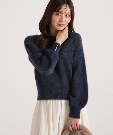 ミニシャギーオフショルニット