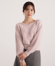 ミニシャギーハートネックニット