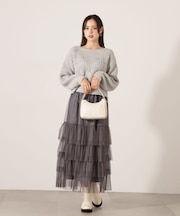 部分プリーツティアードスカート
