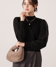 シフォンスリーブニットトップス