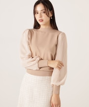 シフォンスリーブニットトップス