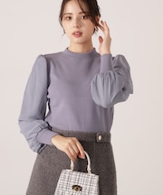 シフォンスリーブニットトップス