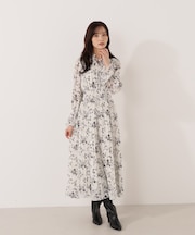 花柄プリーツワンピース