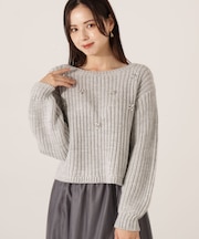 ビジュー付畔ニット