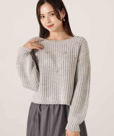 ビジュー付畔ニット