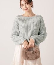 ビジュー付畔ニット