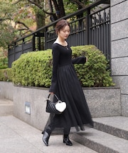 《EDIT COLOGNE》チュールドッキングニットワンピース