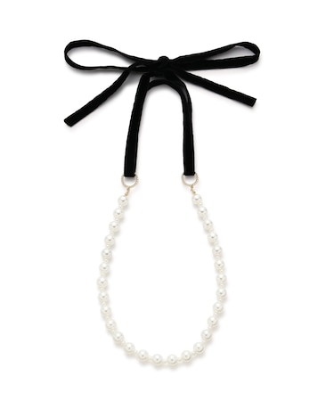 ベロアリボンパールネックレス