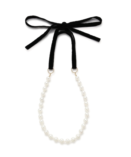 ベロアリボンパールネックレス