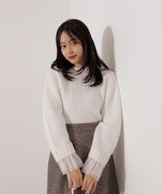 <ウォッシャブル>チュールスリーブボックスニット