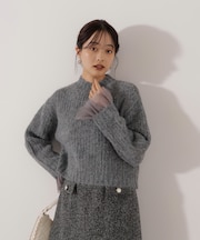 <ウォッシャブル>チュールスリーブボックスニット